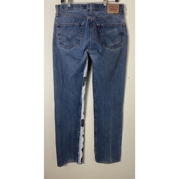 Vtg Levi's 501 Button Fly Blue Denim Jeans Rare Black And White Painted 34×34 - Picture 4 of 16